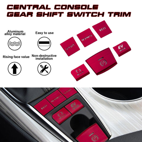Red Aluminum Alloy Gear Shift Switch Cover Trim For Toyota Camry Hybrid 2018-22