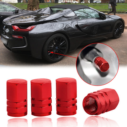 4pc Gun Metal / Chrome Silver / Black / Gold / Purple / Blue / Red Car Bike Wheel Tire Valve Stem Caps Dust Cover Alloy Universal Fit