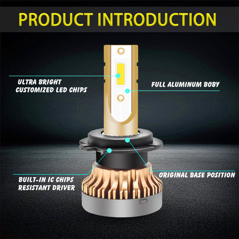 H7 COB Golden Yellow LED Light Bulbs for DRL Fog Lights