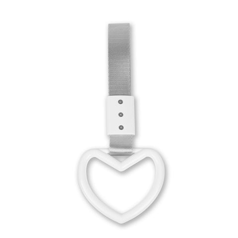 White Tsurikawa Handle Ring Heart Shaped Japanese Car Warning Loop Decoration