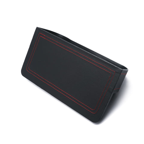 2PCS Car Front Seat Console Left & Right Side Pocket Gap Filler Cup Holder Organizer Storage Box for Cellphones Keys Cards Wallets Sunglasses, Black Leather (2.95" in Diameter)