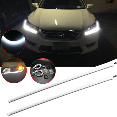 2pcs 11.8" / 18.5" Xenon White LED Headlight Daytime Running Light Strip LED Assembly for Honda Accord Sedan 2013-2015 Retrofit