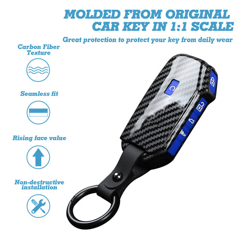 5-Button Carbon Fiber Texture Full Covered Remote Key Skin For Kia Seltos 2018+