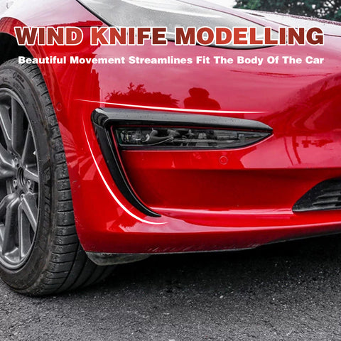 Front Fog Light Lamp Eyebrow Cover Trim Compatible With Tesla Model 3 2017-20232pcs (Glossy Black)