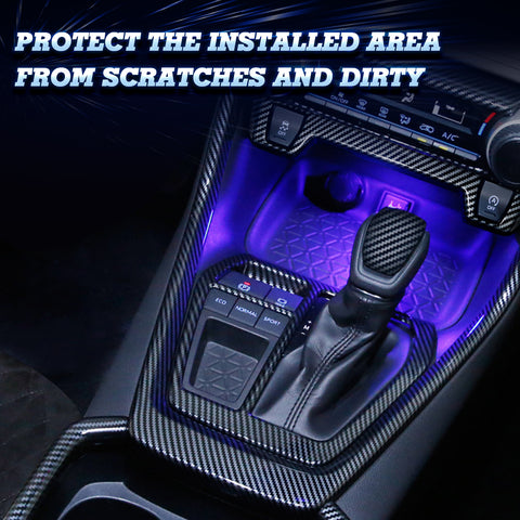 Carbon Fiber Pattern Center Console Gear Shift Frame Cover For Toyota RAV4 2019-2021