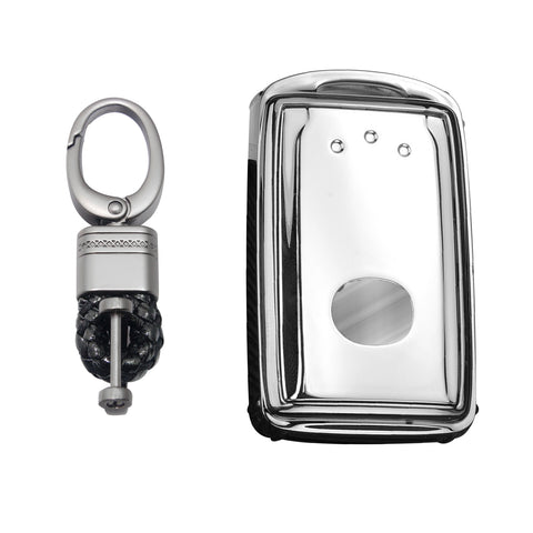 Silver Soft TPU Full Protect Remote Smart Key Fob Cover w/Keychain For Mazda 3 2019-2025