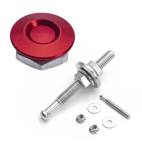 2X Red Push Button Quick Release Hood Bonnet Pins Lock Clip Car Bumper Latch Kit