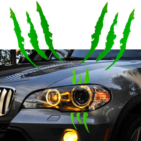 12 inch Vinyl Headlight Taillight Claw Scar Scratch Decal Monster Stripe Decor Sticker Black/ Green/ Red/ Silver