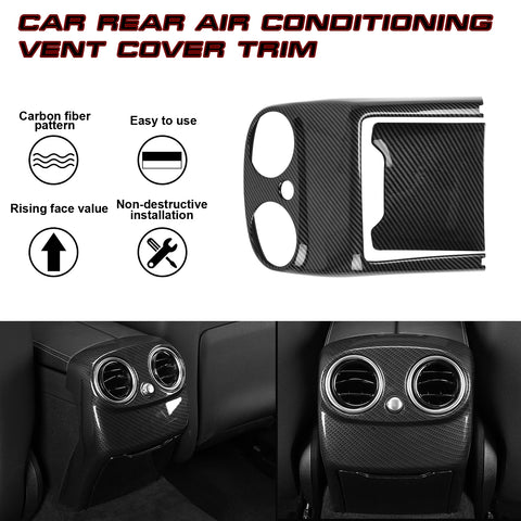 Rear AC Air Condition Vent Outlet Cover Trim, Carbon Fiber Pattern, Compatible with Mercedes Benz Mercedes Benz C Class W205 2015-2021, GLC Class W253 2016-2021