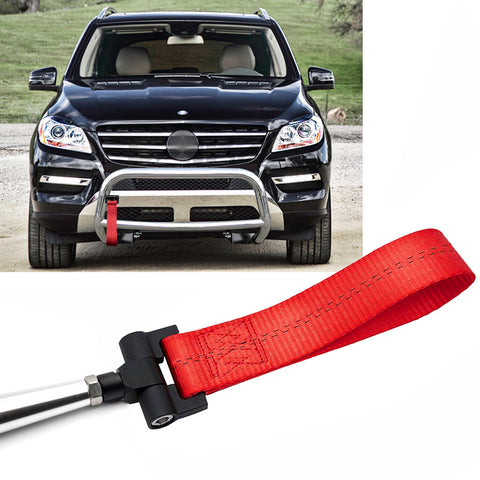 Blue / Black / Red JDM Style Tow Hole Adapter with Towing Strap for Mercedes C S ML CLA GLA Class