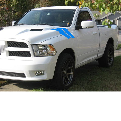 Blue Roll Front Hood Hash Mark Fender Racing Rally Stripes Sticker Vinyl Decal