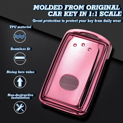 Pink Soft TPU Full Protect Remote Smart Key Fob Cover Case For Mazda 3 2019-2025