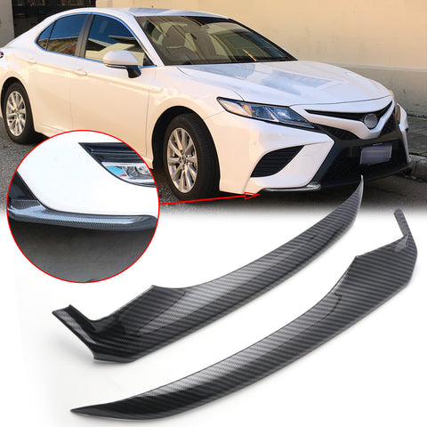 ABS Carbon Fiber Front Bumper Lip Cover Moulding Trim for Toyota Camry SE XSE 2018 2019 2020, Sporty Car Front Bumper Splitter Cover Trim Spoiler Diffuser Deflector