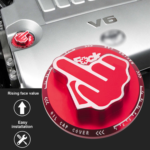 Red Alloy Middle Finger Fuel Tank Gas Box Cap Cover For Toyota Camry RAV4 C-HR