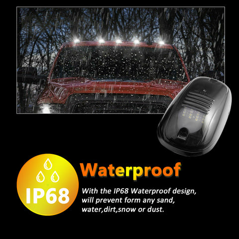 Cab Marker Light - 5 x Amber Smoked Lens LED Clearance Lamp Roof Rooftop Driving Light with Wiring Harness for Dodge RAM 1500