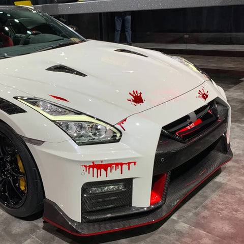 2 Sheets Bloody Dripping Horror Handprint Car Rear Windows Bumper Film Stickers