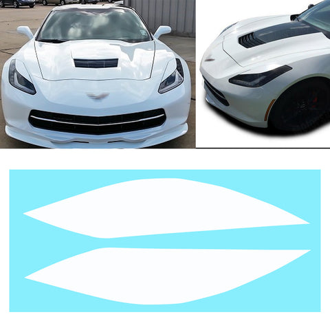 Styling Headlight Eyebrow Eyelid Cover Trim Decal Overlays Sticker for Chevy Corvette 2014-2019, Glossy Black / Glossy Red / Glossy White