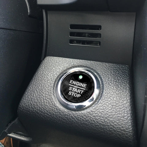 Black Carbon Fiber Engine Push Start Button Decor Cover For Ford F-150 Raptor