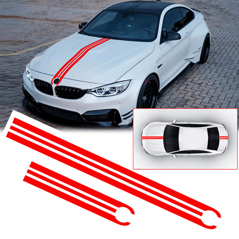 Black / Red JDM Hood Stripe Sticker Sporty Racing Car Body Rear Trunk Vinyl Decal Trim for BMW 1 2 3 5 6 7 Series