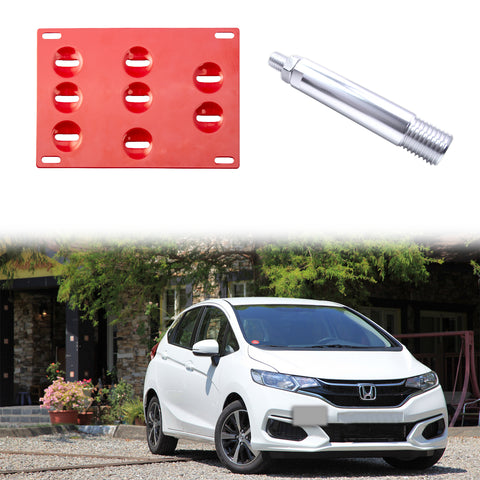 1 Set Black / Gold / Red Front Tow Hook License Plate Bumper Mounting Bracket for Honda 3rd Gen Fit Jazz 2015-2018, Fit Acura TLX 2015-2018