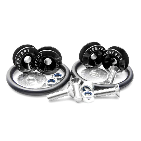 JDM Quick Release Fasteners Compatible with Car Bumpers Trunk Fender Hatch Lids (Black)