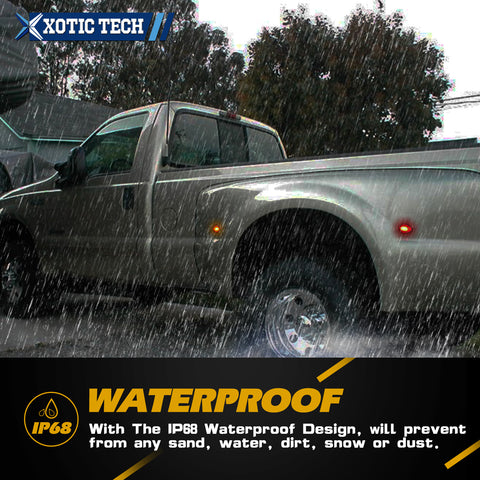 Smoked LED Fender Side Marker Light Exact Fit, Compatible with 1999-2014 Ford F250 F350 F450 Super Duty, Front Amber/Rear Red, 4pcs (Replace part # 8C3Z15442B F81Z15442CA)