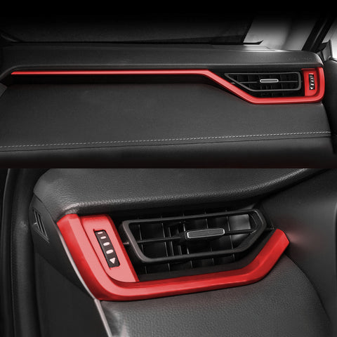 Dashboard Side Air Vent Cover Trims Glossy Red Compatible with Toyota RAV4 2019-2024
