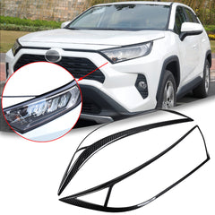 2pcs for Toyota RAV4 2019-2024ABS Carbon Fiber Headlight Front Head Lamp Frame Cover Molding