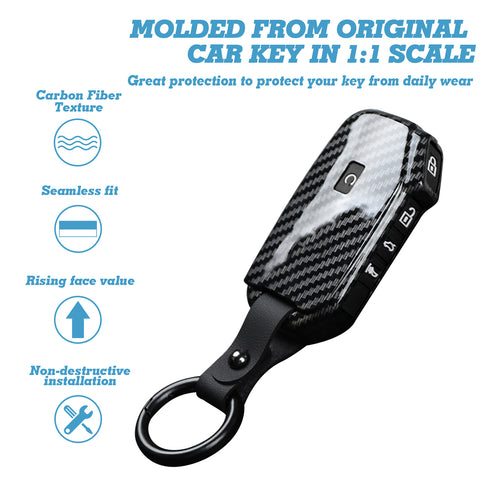 5-Button Carbon Fiber Look Full Protect Remote Key Fob Cover For Kia Niro 2018+