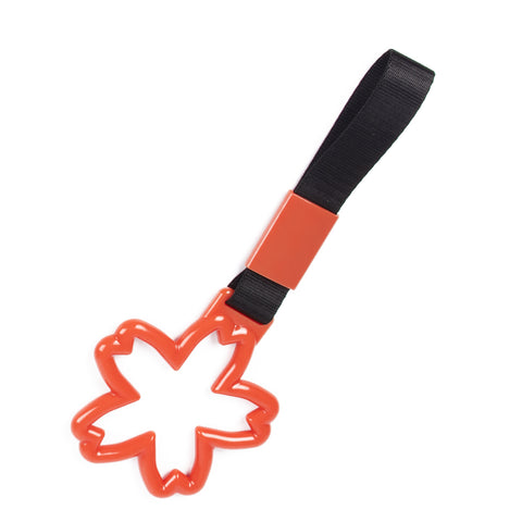 Orange Tsurikawa Handle Ring Sakura Shaped Japanese Car Warning Loop Decoration