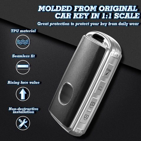 Black TPU Sand Leather Full Protect Remote Key Fob Cover For Mazda CX-9 2020-23