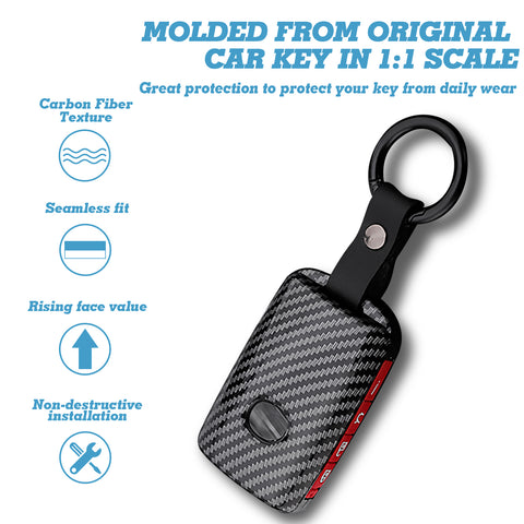 Carbon Fiber Texture Full Protect Keyless Key Fob Cover For Mazda CX-9 2020-23