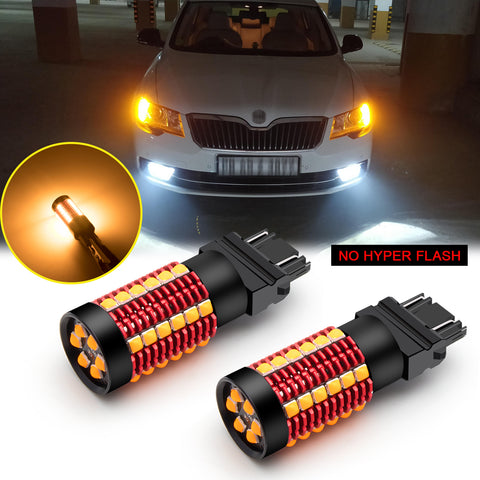 2pcs Error Free 1156 1141 BA15S / 7443 7440 T20 / 1157 2057 7528 BAY15D / 3157 3156 3057 4157 LED Turn Signal Light Bulb, Anti Hyper Flash Canbus Yellow Orange LED Bulb Replacement, No Load Resistor Need