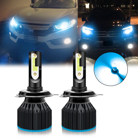8000K Ice Blue LED Headlight Bulb All-in-One Conversion High Low Beam Kit, 6000LM Super Bright Fog Light Replacement