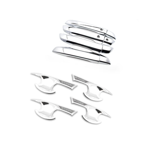 For Honda Civic 2016-2019 2020 Keyless Door Handle + Bowl Cover Trims Kit Chrome