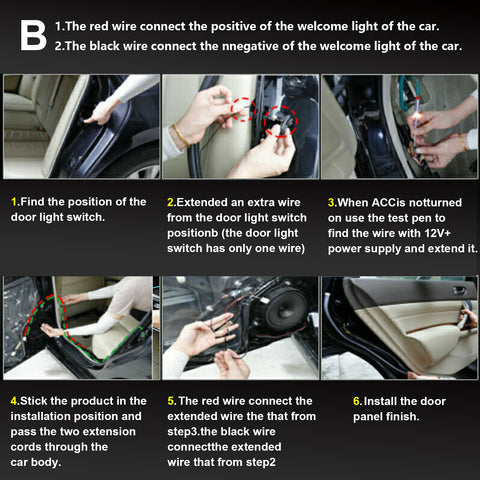 Interior Car Door LED Opening Welcome Strip Lights 2pcs Used for Lighting Decoration Warning Anti Rear-end Collision