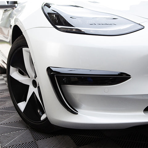 Front Fog Light Lamp Eyebrow Cover Trim Compatible With Tesla Model 3 2017-20232pcs (Glossy Black)