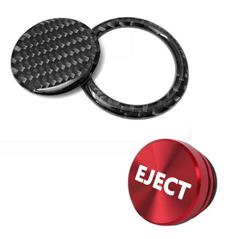 Real Carbon Fiber Engine Start + Red Cigarette Eject Button Trim For Toyota 86