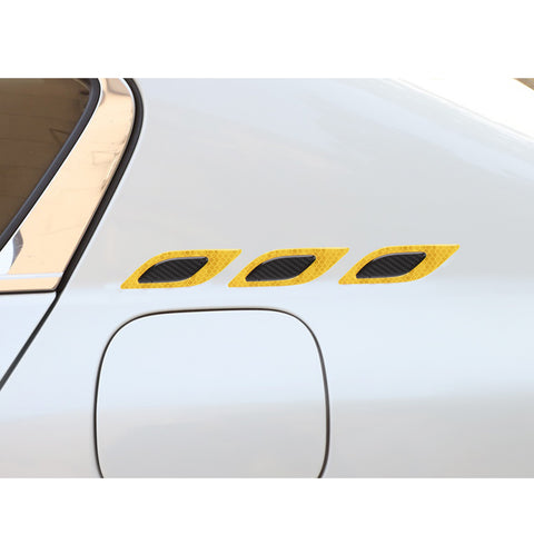 6x Yellow Carbon Fiber Pattern 3D PVC Night Reflect Car Vent Edge Bumper Decal
