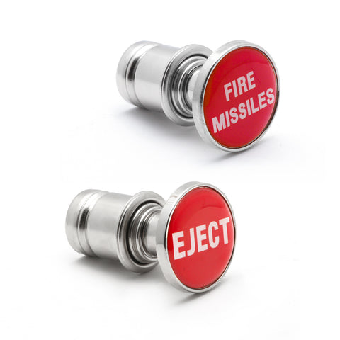 Auto Trim EJECT + FIRE MISSILES Glossy Red Cigarette Lighter Plug Cover Buttons