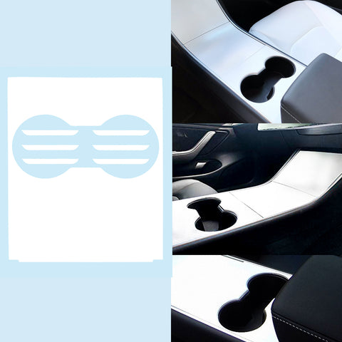 Matte Black / Matte White / Brushed Silver Cup Holder Center Console Vinyl Decal Sticker for Tesla Model 3