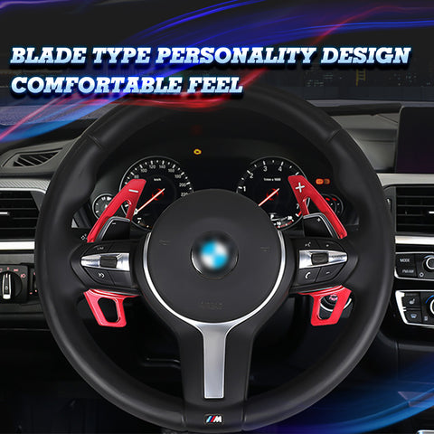 Steering Wheel Paddle Shifter Cover Trim, CNC Aluminum Alloy, Compatible With BMW 2 3 4 X1 X2 X3 X4 X5 X6 Series,F22 F23 F30 F31 F33 F34 F36 F32 F15 F16 F25 F26 F48 F39 (Red)