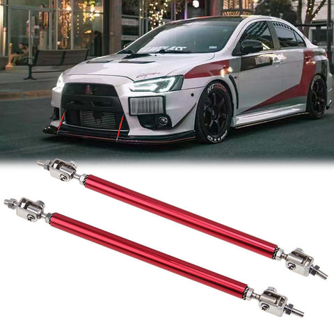 Adjustable 6"-9" / 8"-11" / 10"-13" Front Bumper Lip Splitter Diffuser Strut Rod Tie Bars Fit Most Vehicles, Black / Red / Blue / Silver