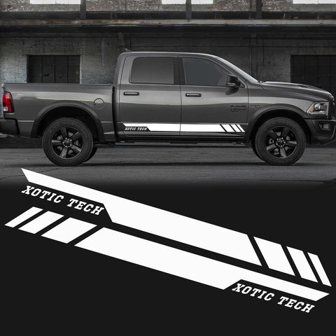 2pcs Glossy Black / White Car Side Skirt Stripe Sticker Lower Door Panel Molding Trim Decal for Dodge Ram 2009-2017