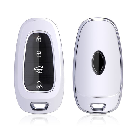 Silver Soft TPU Full Protect Smart Key Fob Cover For Hyundai Sonata 2020-2024