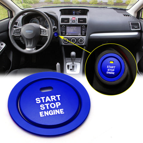 Blue Engine Push Start Button w/Ring Cover Trim For Subaru WRX STI Crosstrek BRZ