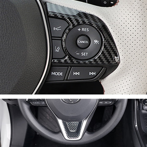 Inner Steering Wheel Cover Trim Kit For Toyota RAV4 2019-2024, Carbon Fiber Texture