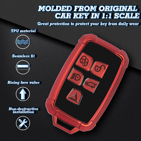 Iron Armor Style Red Full Cover Remote Key Fob Cover For Range Rover 2013-2017