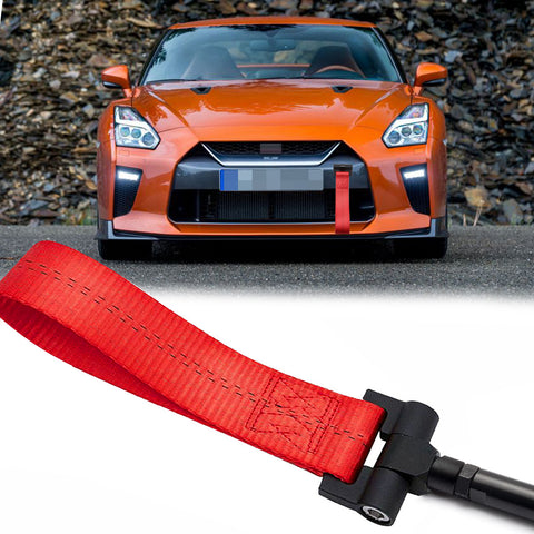 Blue / Black / Red JDM Style Tow Hole Adapter with Towing Strap for Nissan GT-R Infiniti Q50 Q60