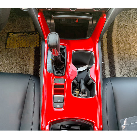 Interior Gear Shift Box Water Cup Holder Panel Cover Trim ABS Red Compatible with Honda Accord 10th Gen 2018 2019 2020 2021